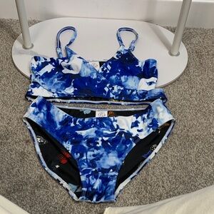 Vibrant Blue Tie-Dye Kids Bikini